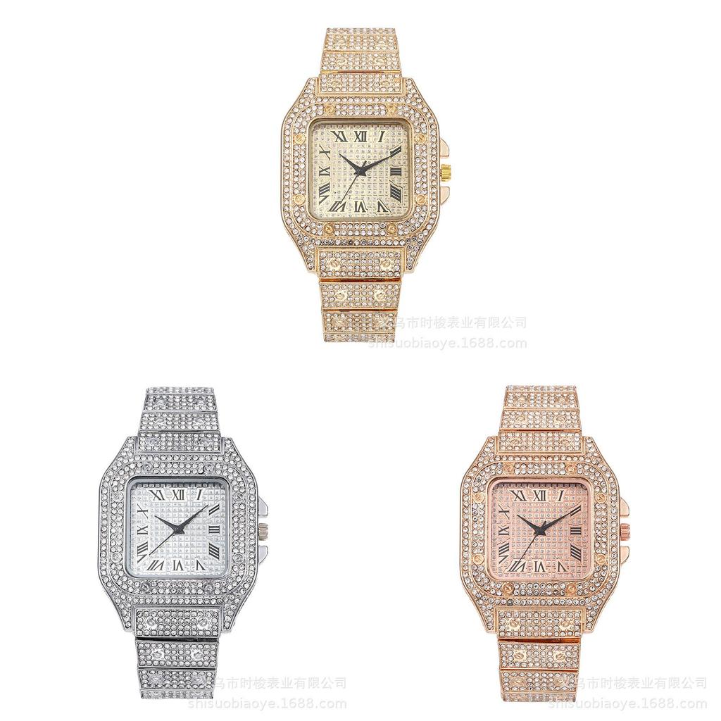 Square Starry Sky Steel Band Diamond Embellished Quartz Watch For Men