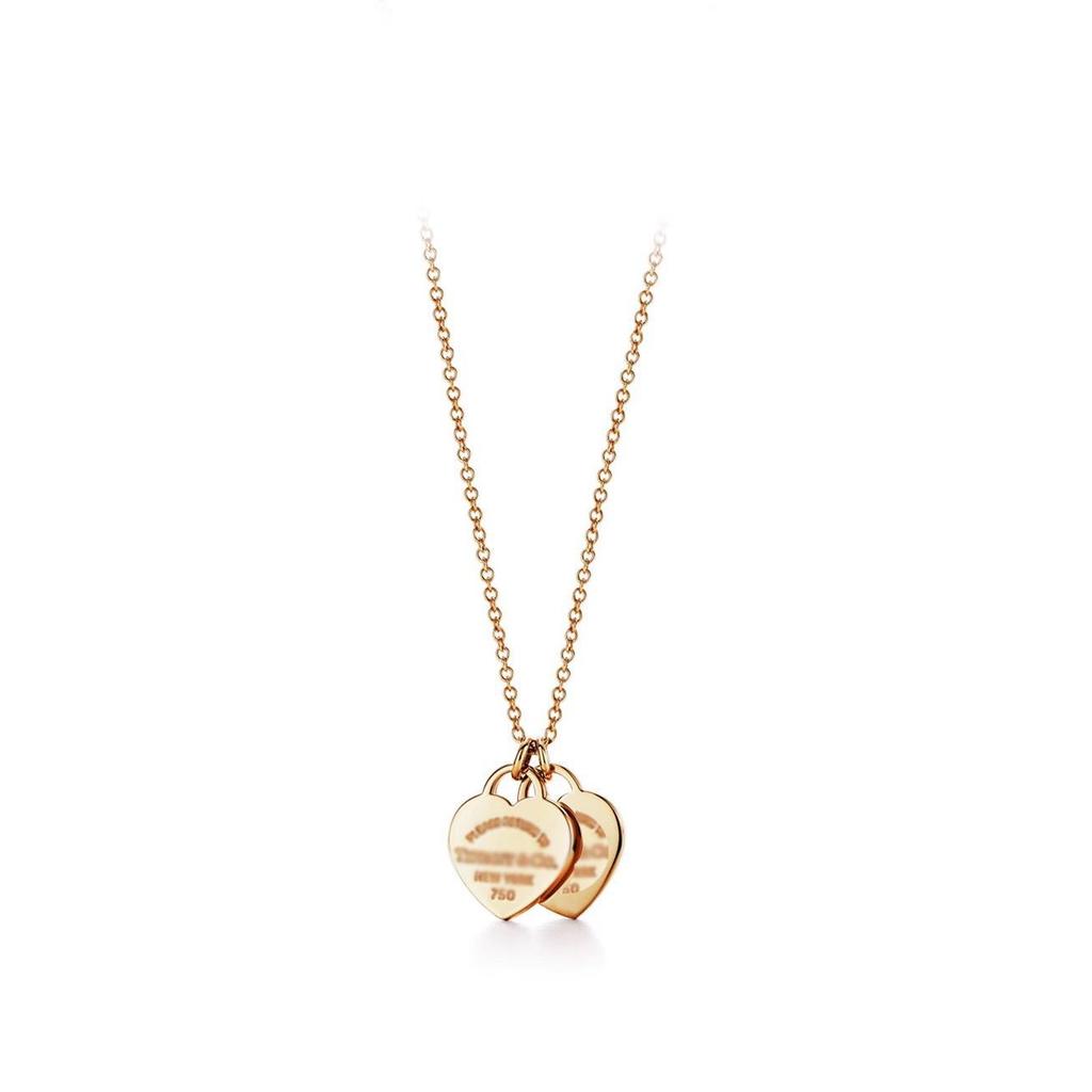 Colar Pingente Coração Clássico da Marca T com Strass, Design de Coração de Amor Banhado a Ouro