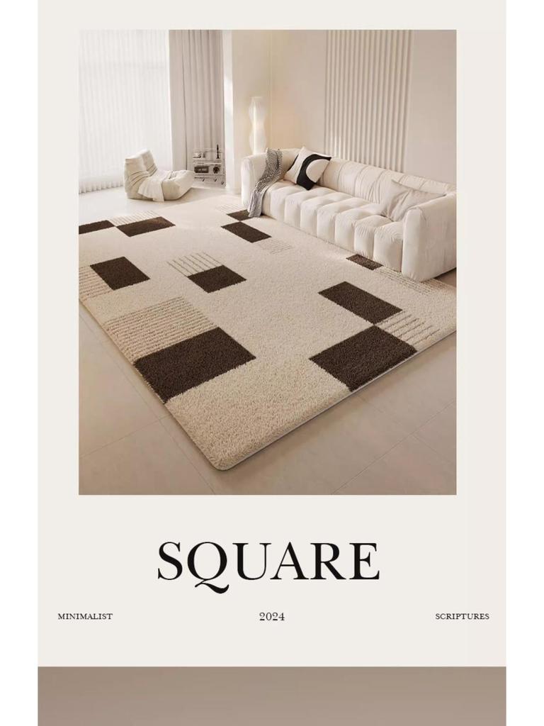 Plush Non-Slip Faux Cashmere Rug, Large Winter Floor Mat with Overlocked Edges