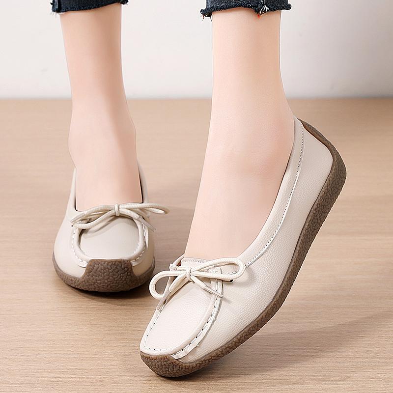 Soft-soled shoes lazy shoes flat-soled medium beef tendon sole single shoes