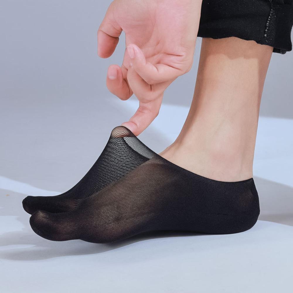Short Men's Five Finger Socks Transparent Men's Mesh Five Toes Socks Elastic Summer
