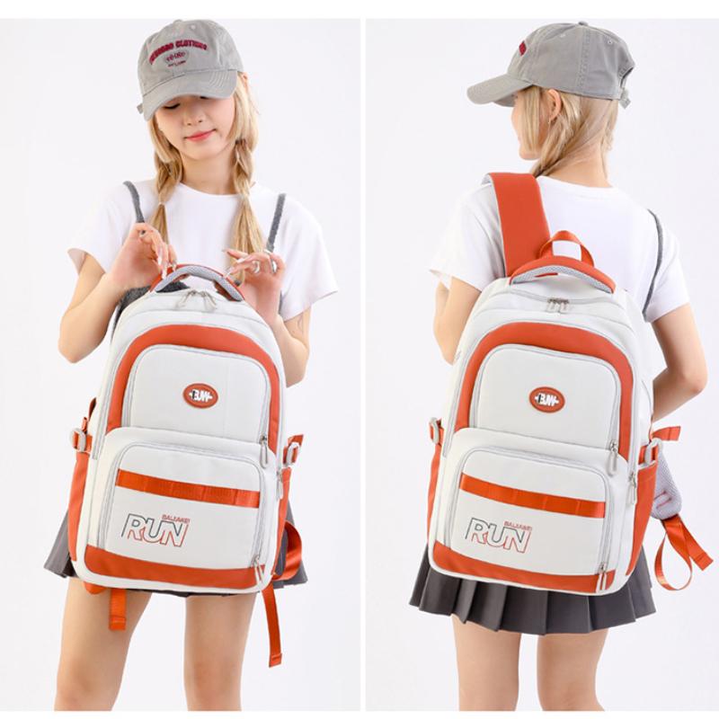 BAIJIAWEI 2025 New Fashionable Contrasting Color Schoolbags Junior High School Students Large Capacity Backpack Simple Letters Teenager Light Book Bag