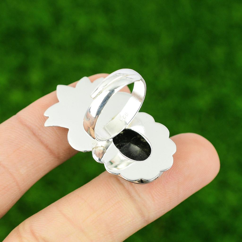 Black Onyx Stone 925 Sterling Silver Bezel Anniversary Solitaire Ring Jewelry