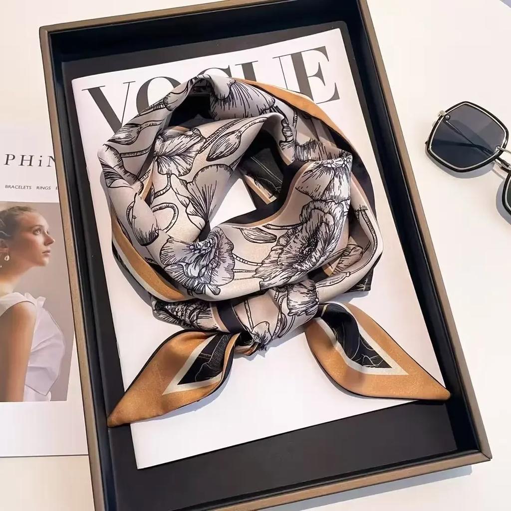 Fashion Print Hair Ribbon Scarf Women Neck Tie Bag Scarfs Satin Silk Skinny Headscarves Ladies Foulard Floral Bands New