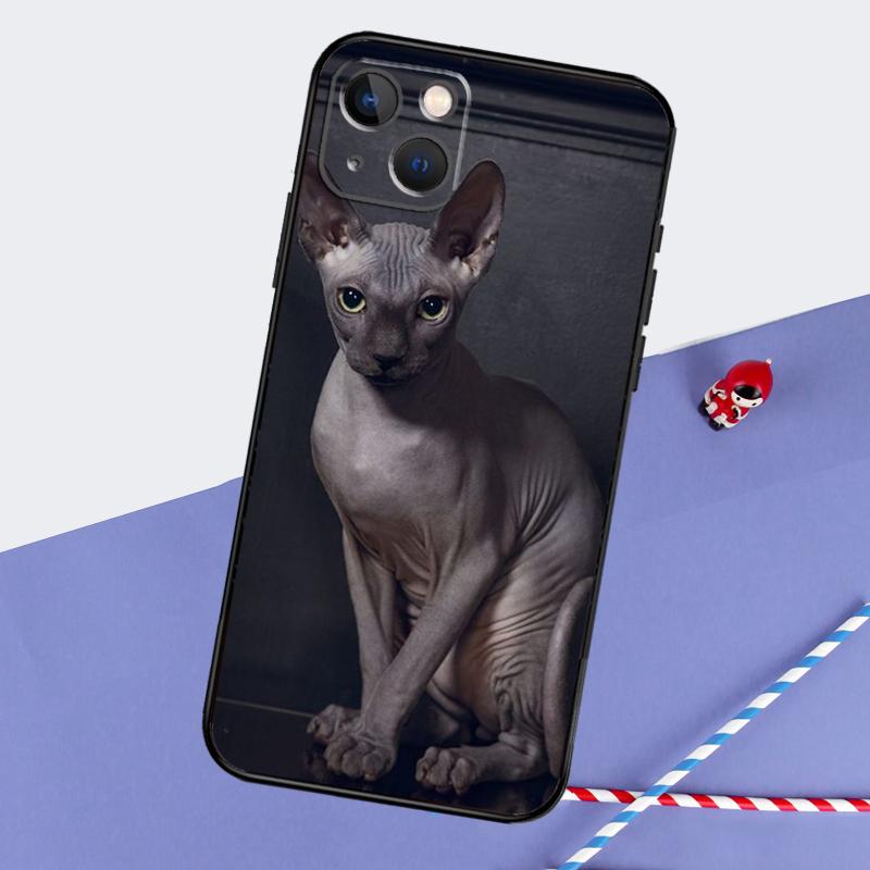 Sphynx Cat Phone Case For iPhone 16 15 Pro Max 12 13 Mini 11 14 Pro Max XR 16 15 Plus 16e Cover Coque