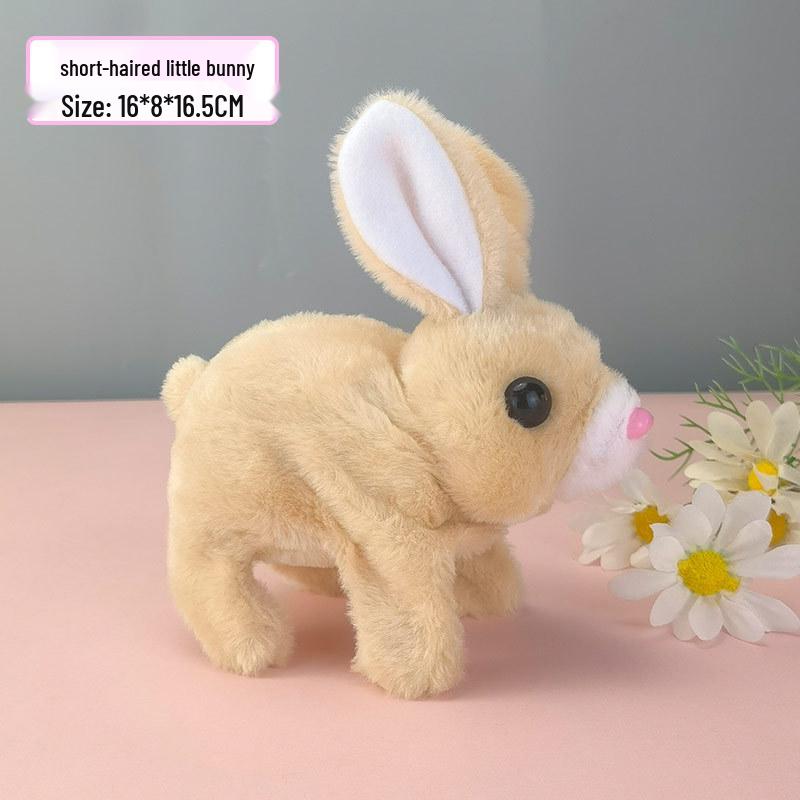 Interactive White Plush Rabbit Toy: Walks, Cries, and Moves Ears