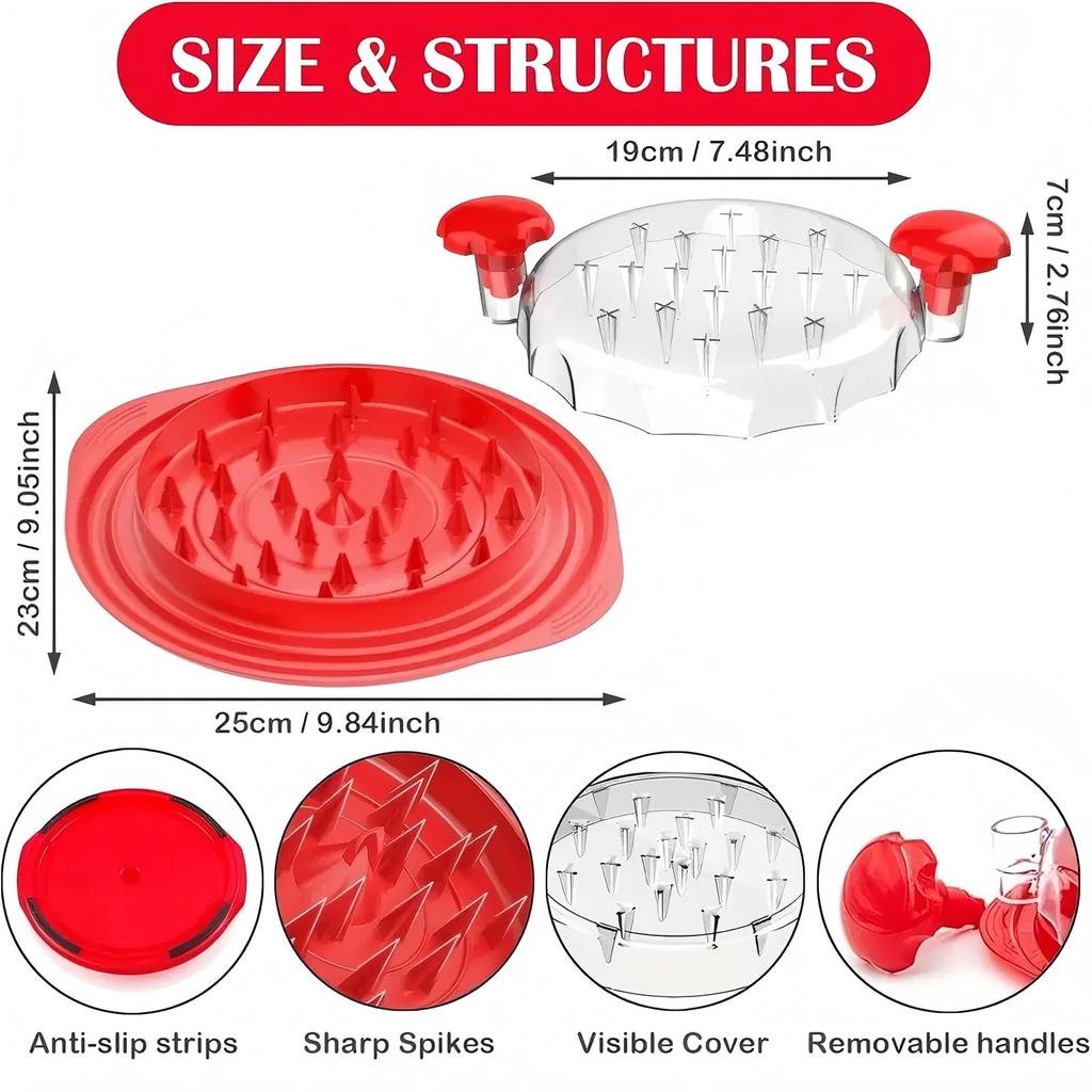 Herramienta Desmenuzadora de Pollo, Picador de Carne Visible con Giro, Picador de Pollo con Tira Antideslizante Adecuado para Carne de Res Pollo