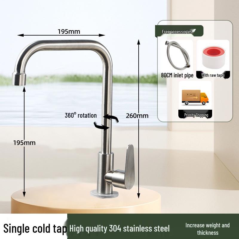Stainless Steel Anti-Splash Hot & Cold Kitchen Faucet for Vegetable Sink & Washbasin
