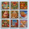 Christmas Full 11CT 3 Strands DIY Stamped Embroidery Needlepoint Starter Kits for Beginners Adults Home Wall Decor 15.75x15.75in
