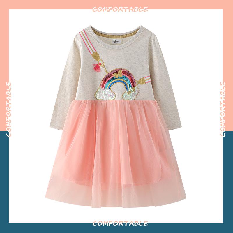 Girls' Spring Long-Sleeve Stylish Dress