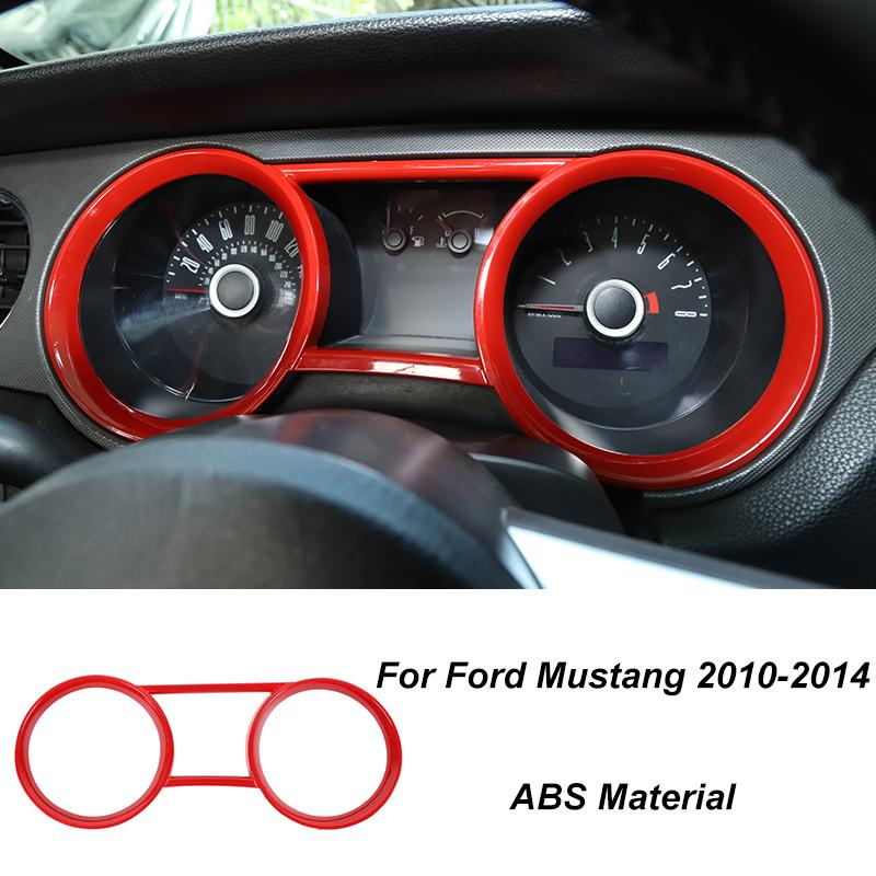 TESIN Car Red Interior Decoration Cover Stickers For Ford Mustang 2009 2010 2011 2012 2013 2014 Exterior Accessories Car