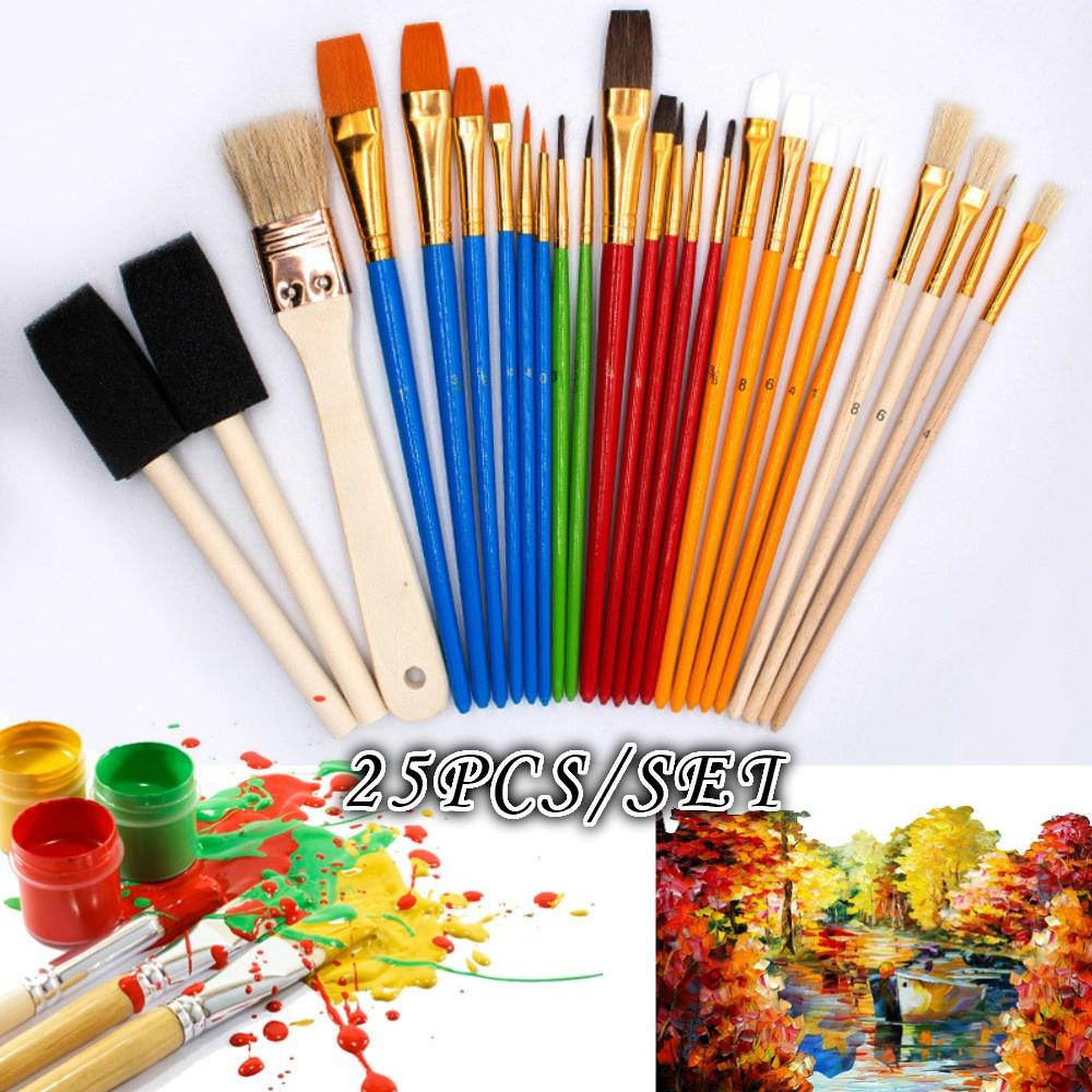 

Новинка, 25 шт./компл., набор кистей для рисования, акриловая масляная кисть для рисования, акварель, искусство для детей DI