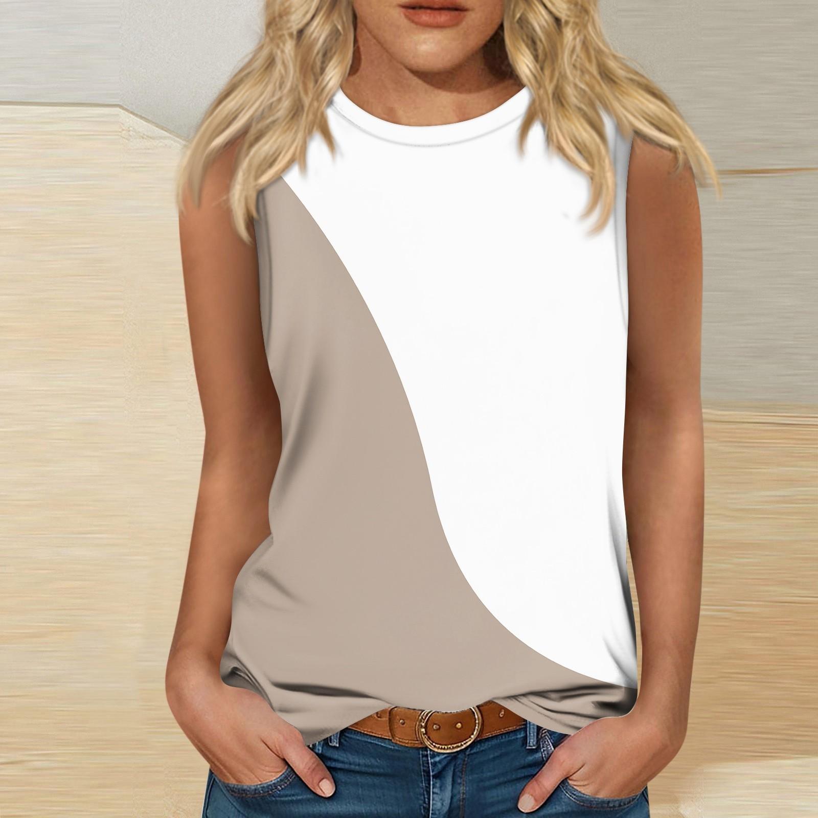 Женские повседневные топы-туники для ношения с леггинсами Рубашки без рукавов Струящиеся — фото 6