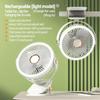 Ventilatore da campeggio da 8000 mAh Circolatore d'aria portatile da tavolo ricaricabile Ventilatore elettrico da soffitto senza fili con ventilatore domestico a clip con luce a LED