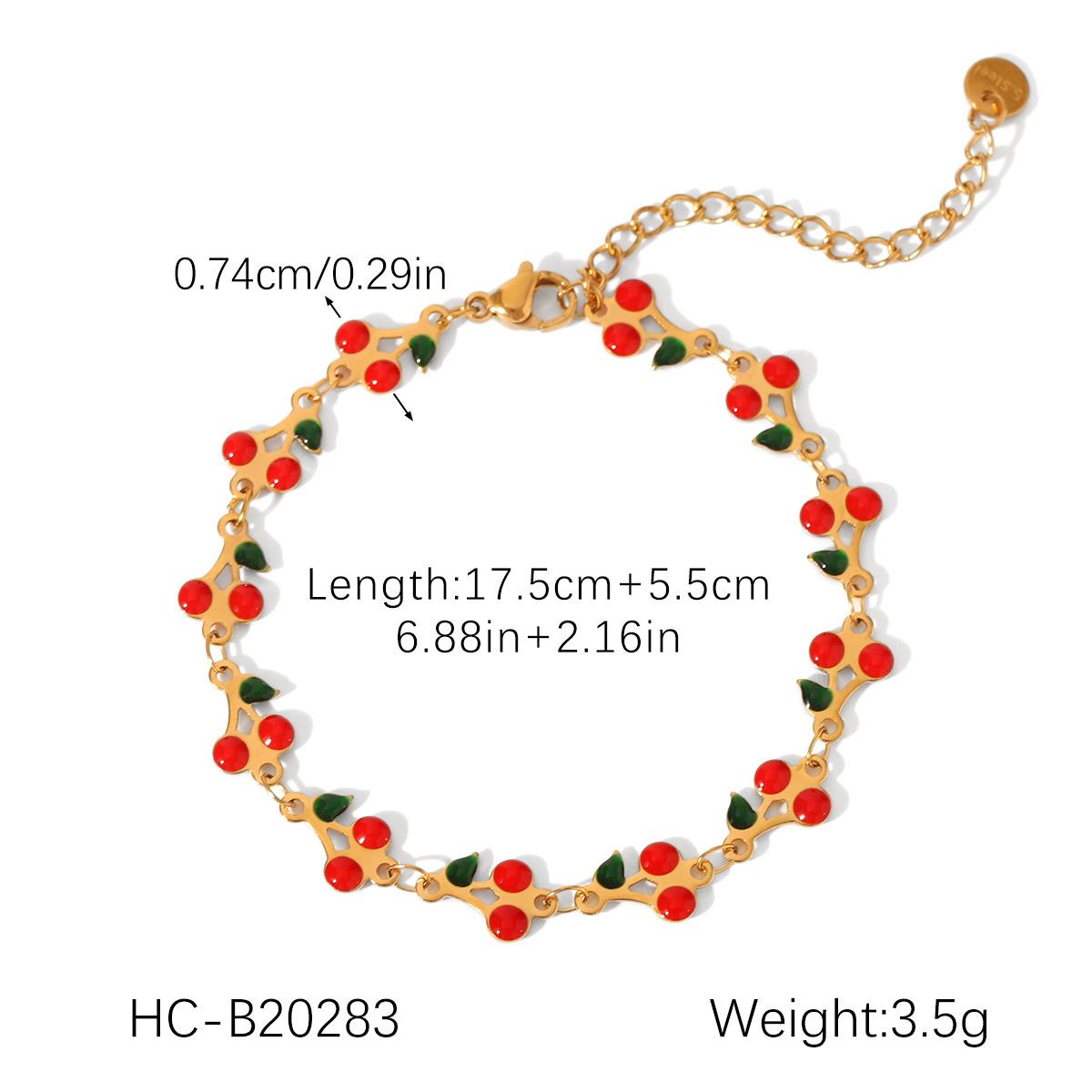

Cherry elastic chain bracelet, light luxury niche design titanium steel bangle, fruit jewelry
