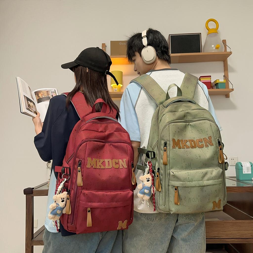 Schoolbag1011 New Male and Female Couples Backpack Large Capacity Lightweight Student Schoolbag Leisure Travel Trend Versatile Backpack
