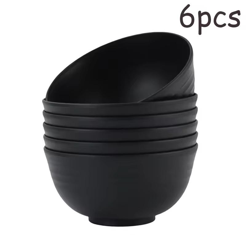 4/6/8Pcs Black Unbreakable Plastic Bowls Fruit Salad Bowl Microwave Dishwasher Safe Home Kitchen Daily Use