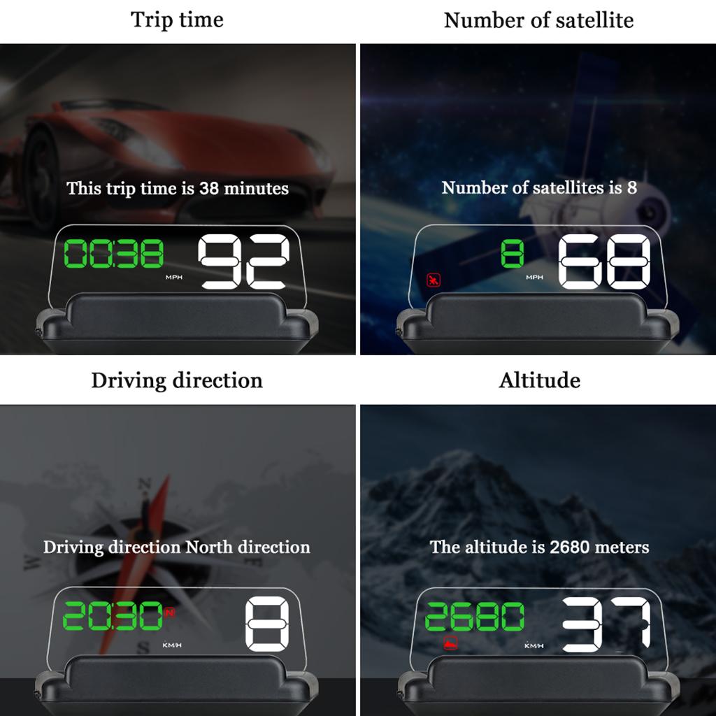 HUD High Definition GPS Speed Projector Speedometer Clear Font RPM Clock Fuel Consumption Portable Car for Head Up Displ
