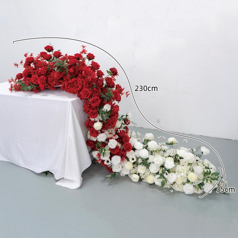 Luxury Pink Artificial Flower Centerpiece Wedding Decoration Table Runner Floral Backdrop Arrangement Decorative Home Garden