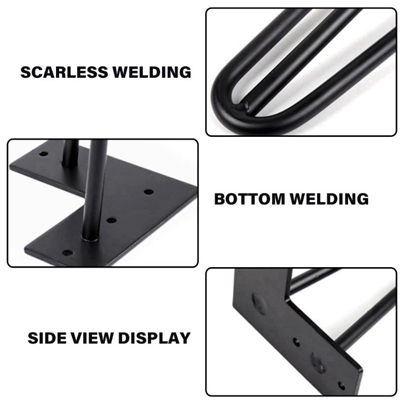 4 Stück Metall Haarnadel Tischbeine Schwerlast Stabile Möbelbeine Kaffeetischbeine mit Schrauben & Gummi-Bodenschonern