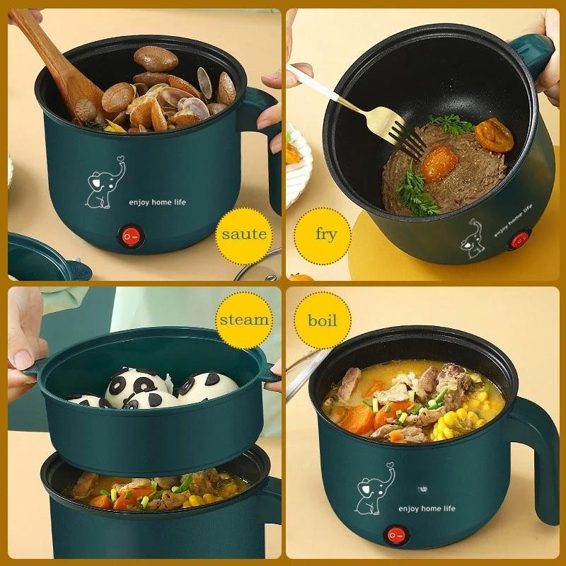 Mini-Elektroherd Antihaft-Kochen 1-2 Personen Einzel-/Doppel-Hot Pot Dampfgarer Hot Pot Multifunktions-Elektroherd für Zuhause