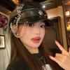 Dark Rivet Skull Chain Leather Abby Beret Female Punk Gothic Hats Spice Girl Painter Hat Versatile Winter Hat