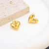 Trendy Zircon Heart Stud Earrings for Women Gold Color Stainless Steel Heart Earrings Waterproof Christmas Ear Jewelry Gift