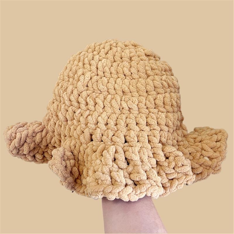 Oversized Hat Handwoven Flouncing Crocheted Hat for Music Festival Simple Flouncing Hat for Music Festival