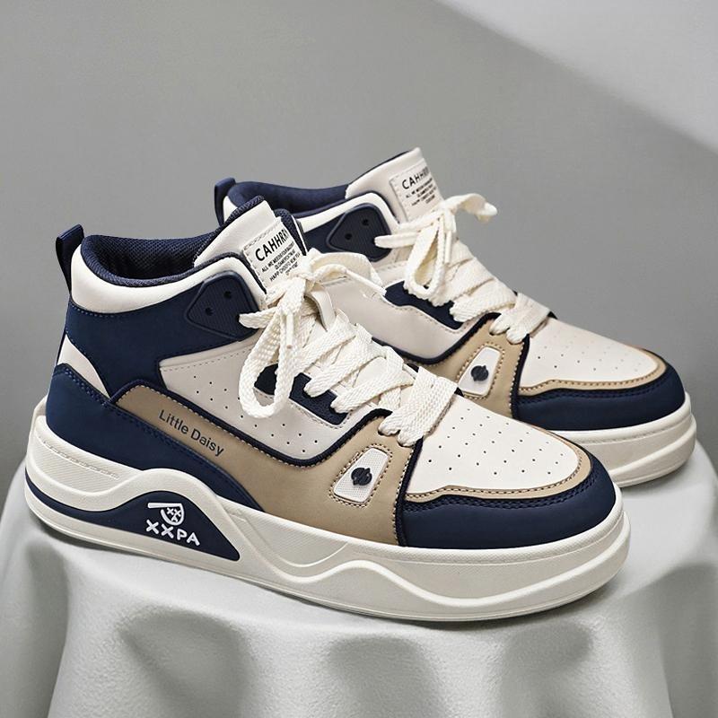 

Men High Top Board Shoes 2026 Autumn New Outdoor Non Slip Fashion Lace Up Casual Shoes Comfort Height Increase Platform Sneakers 39 коричневий