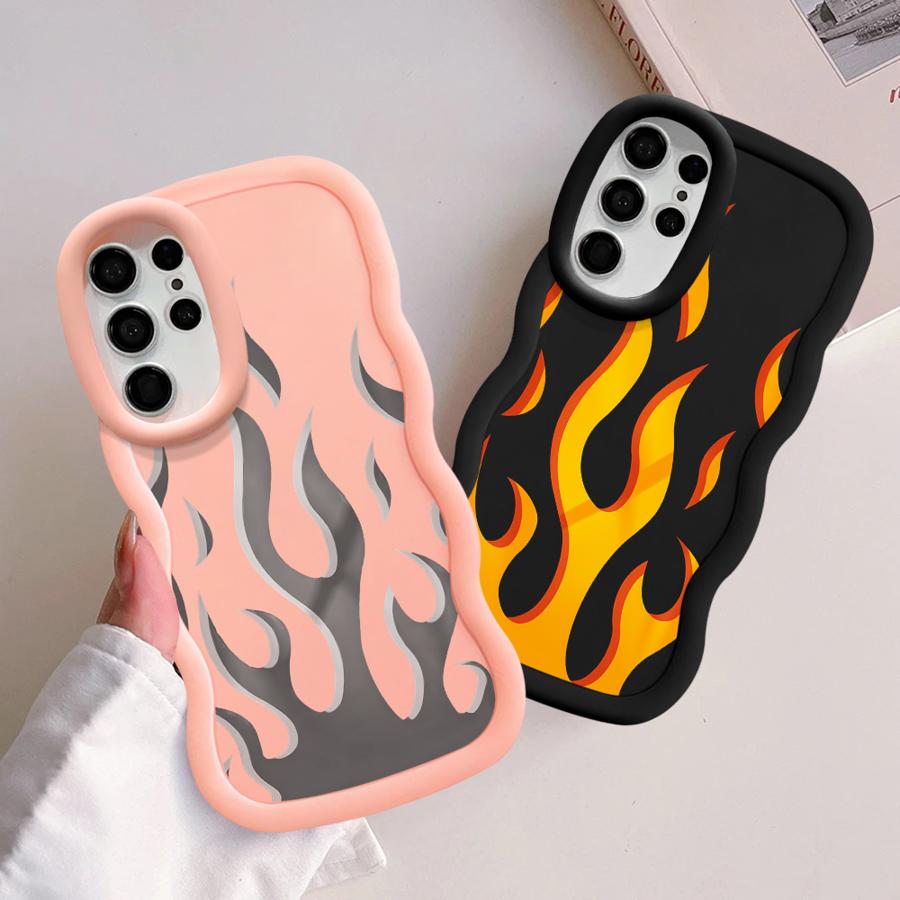 Case for Samsung Galaxy S23 Plus S21 S22 Ultra S20 FE A26 S24 A25 S25 Soft Phone Cover A54 A55 A24 A36 A35 A34 Creative Flame