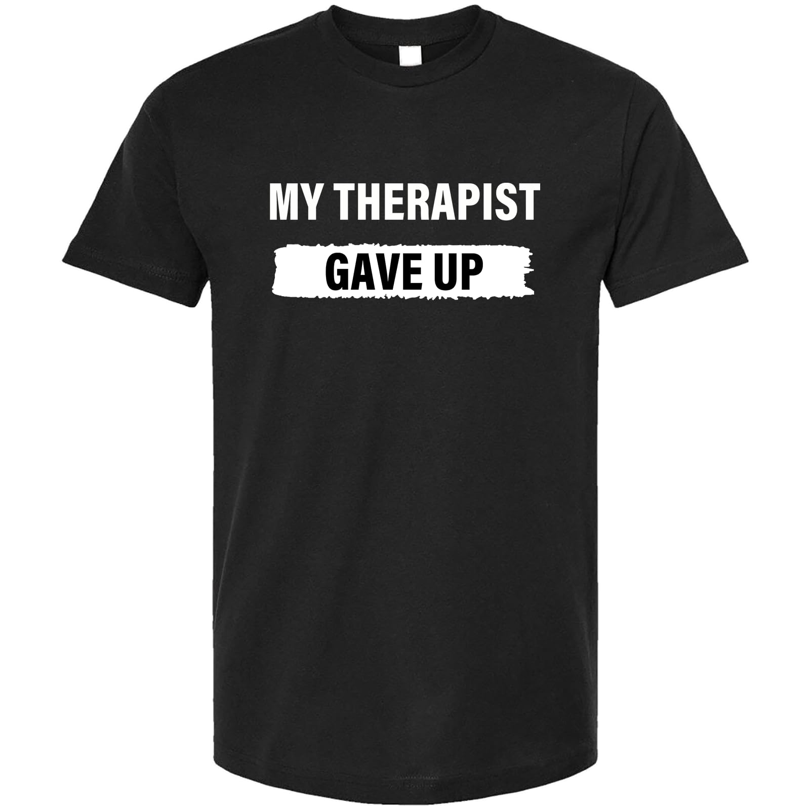 

Футболка «Мой терапевт сдался» Смешная надпись Повседневная с круглым вырезом С коротким рукавом Графическая футболка Топы s чёрный