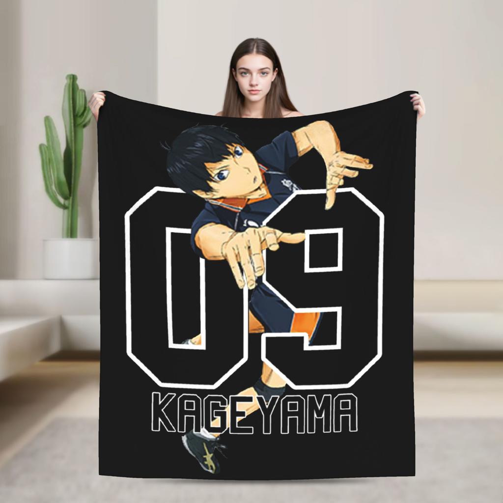 Haikyuu Kageyama 09 Wool Blanket Awesome Throw Blankets for Sofa Bedding Lounge 150*125cm Bedspreads,