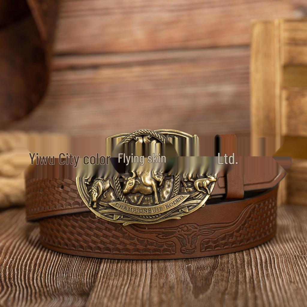 Zinc Alloy Smooth Embossed Retro Cowboy Horse Belt Buckle for Men