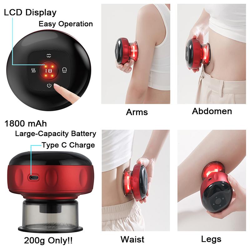 Smart 6/12 Gänge Vakuum Schröpfmassage Elektrische Heizung Körper Gua Sha Schaben Massagegerät Saugnapfgerät für Nacken Rücken Schlankheitskur