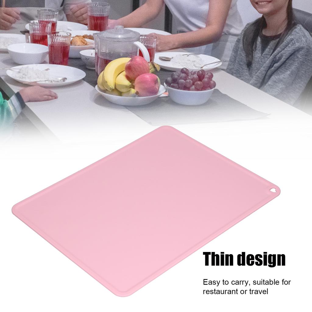 Silicone Placemat Waterpoof NonSlip Table Mat Heat Insulation Pad for Primary School Students 41x31x1cm(Dark Pink )
