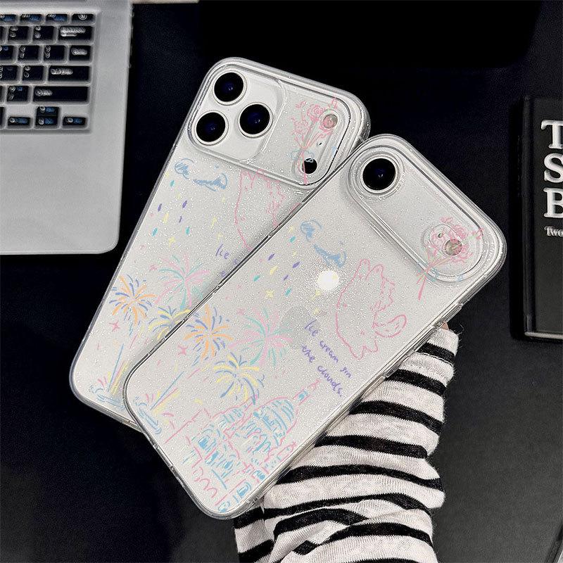 Colorful Glitter Fireworks Phone Case for Apple iPhone 15/16 Pro Max, Cute Soft 11/16 Plus Case