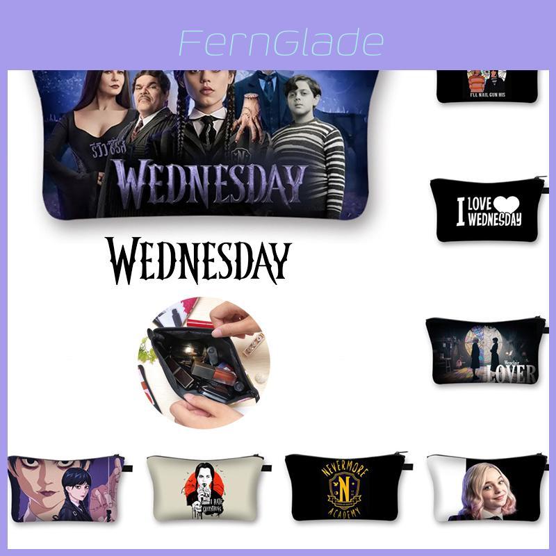 Wednesday The Adams Family Zipper Hand Bag Large Capacity Cosmetic Storage Bag