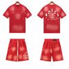 Mens Washed Vintage Loose Fit Cotton Blend T-Shirt Shorts Set Casual Outfit