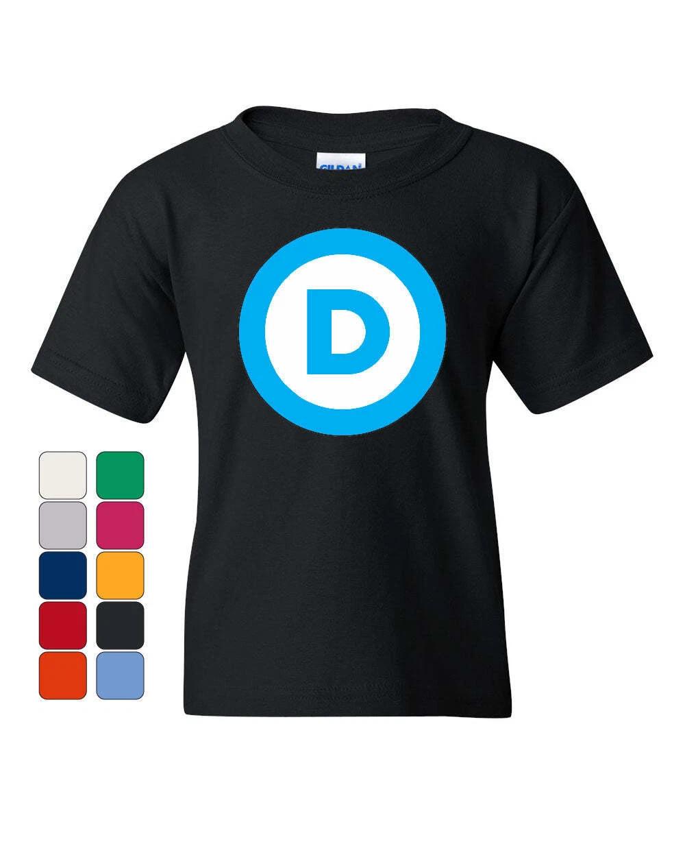 Democratic Party Logo Youth kids boys T-Shirt Political 2024 Vote Blue Liberal Kids Tee 130