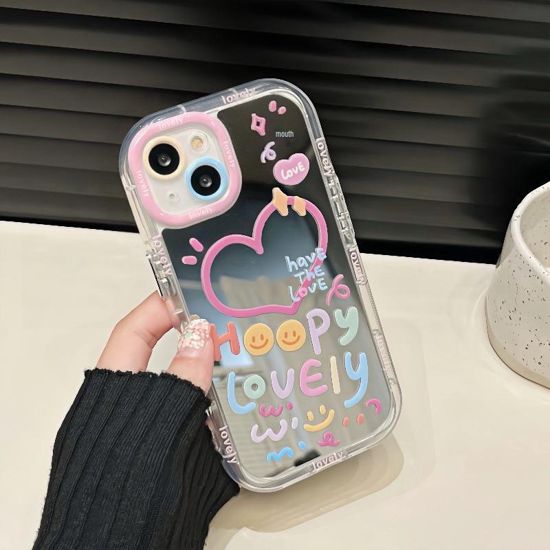 Happy Smile Face Mirror Phone Case for Apple 11-16 Pro/Promax (Female)