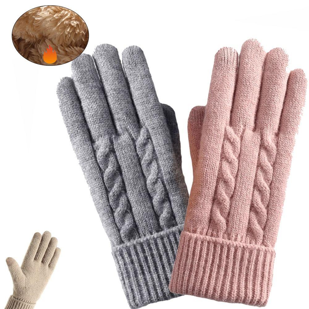 Lamb Velvet Thermal Gloves Cable Knit Touchscreen Gloves New Winter Gloves Winter Commuting