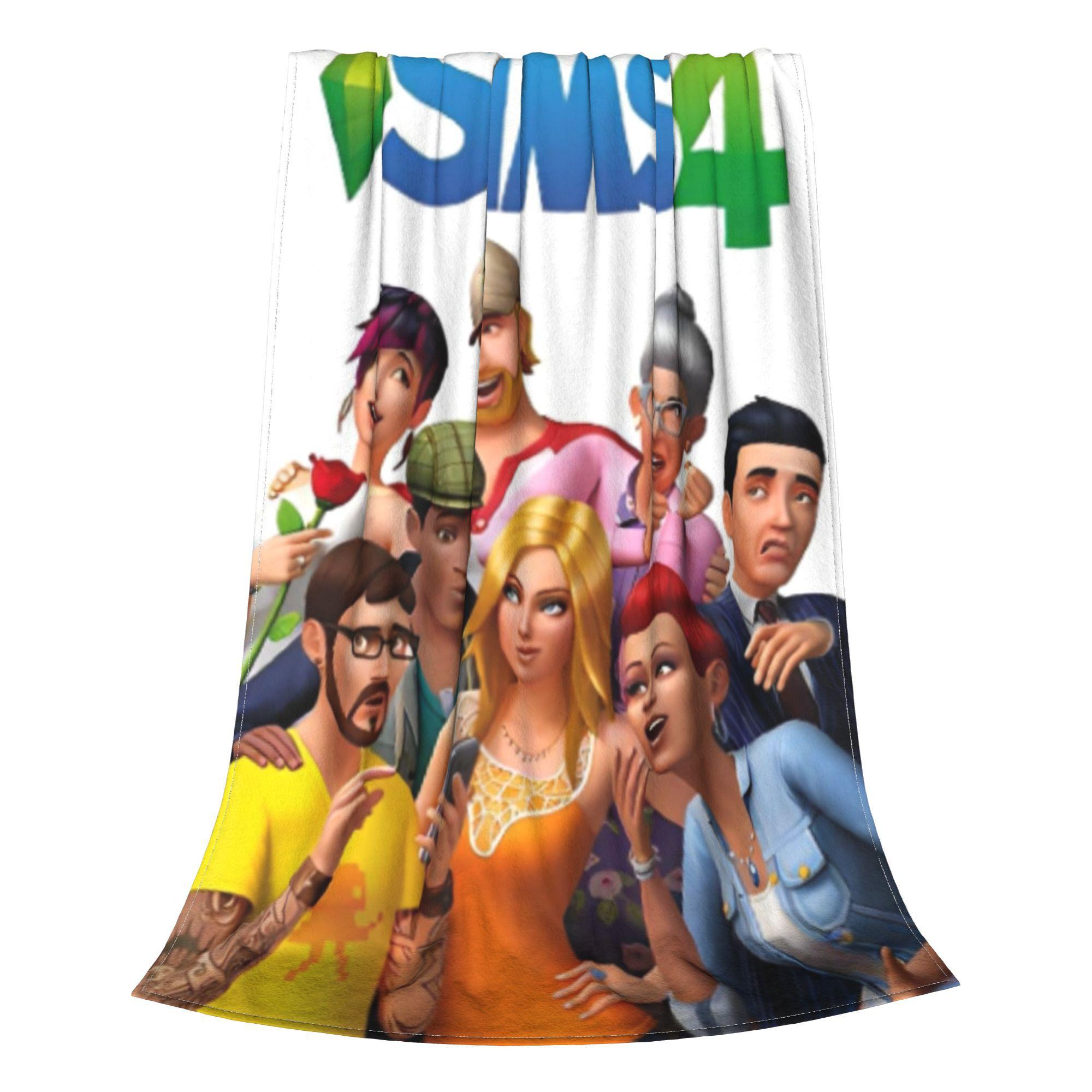 Sims 4 Plumbob Video Game Flannel Throw Blanket Plumbob Cartoon Blanket Sofa Office Ultra-Soft Plush Thin Quilt Multi-function 100x150cm