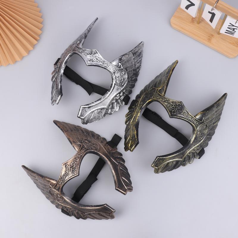 Viking Style Half-Face Mask Plastic Anime Mask Helmet Cosplay Masks Halloween Costume Accessories Party Props