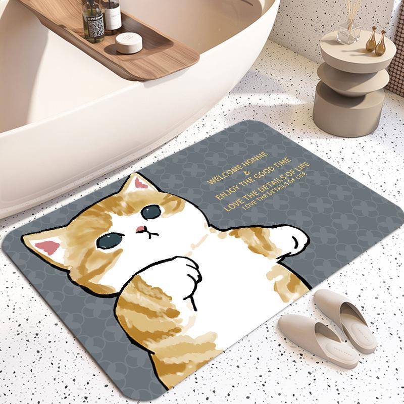 Simple Bathroom Floor Mat Water-Absorbing Quick-Drying Diatom Mud Floor Mat Household Bathroom Door Wear-Resistant, Dirt-Resistant And Non-Slip Floor