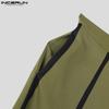 INCERUN 2PCS Men Lapel Neck 3/4 Sleeve Stitching Belt Shirt Long Wide Leg Pants Sets Outfits