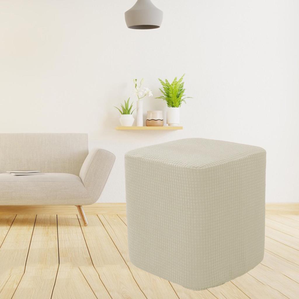 Jacquard Polyester Square Ottoman Covers Footstool Slipcover Replacement