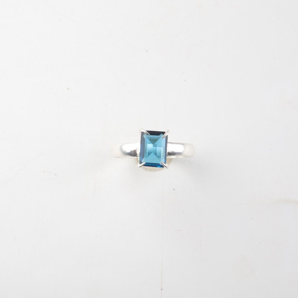 Natural London Blue Topaz Gemstone 925Sterling Silver Jewelry Handmade Boho Ring RR-30-1