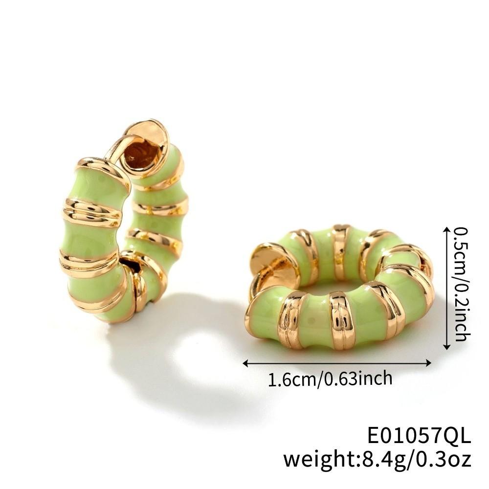 

Multi-color Stone Exquisite Korean Style Earrings Simple Bohemia Hoop Ear Buckle Colorful Sweet Cute Round Small Hoop Wedding світло-зелений колір