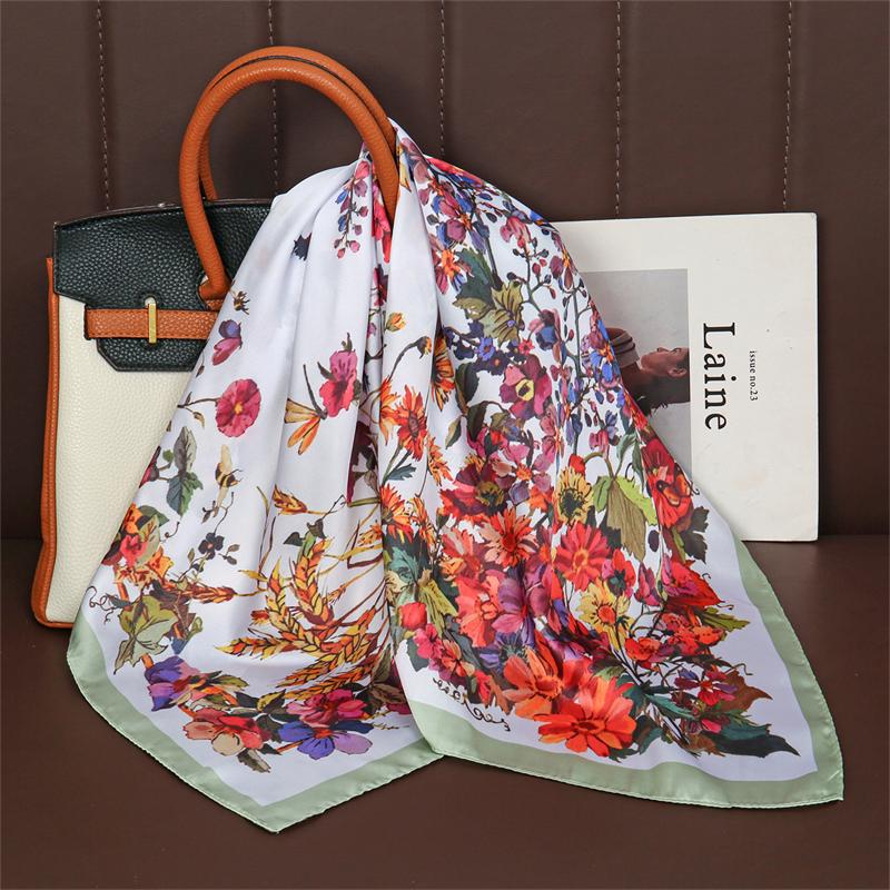 Luxury Printing Silk Square Scarf Women Neck Hair Tie Band Beach Hijab Kerchief Head Headbands Bandana Female Foulard 70cm