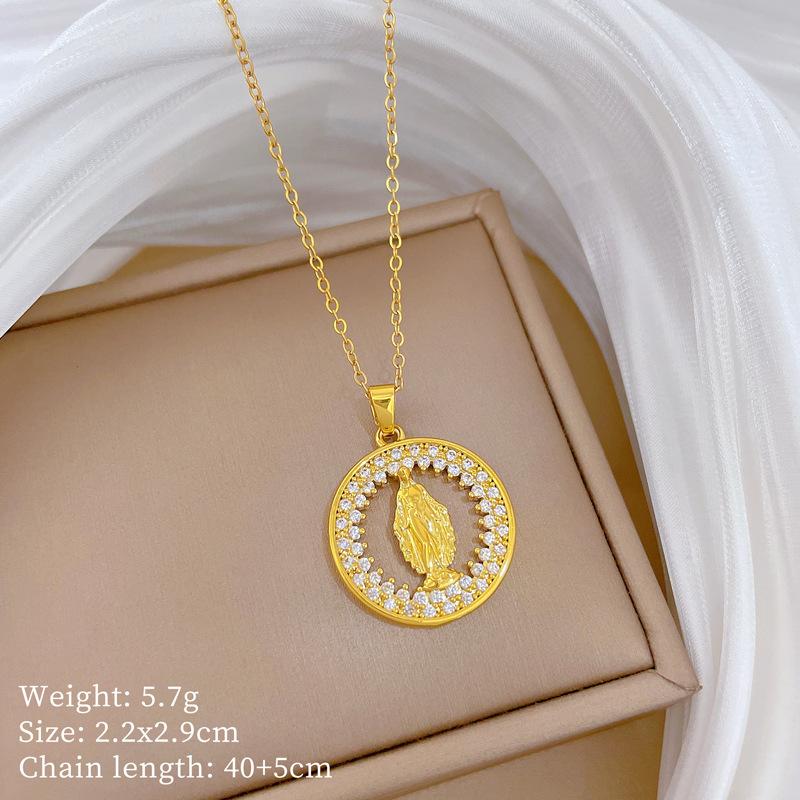 Copper Micro-Inlaid Light Luxury Fashion Personality Temperament Gorgeous Full Diamond Necklace Women'S Versatile Collarbone Chain Titanium Steel